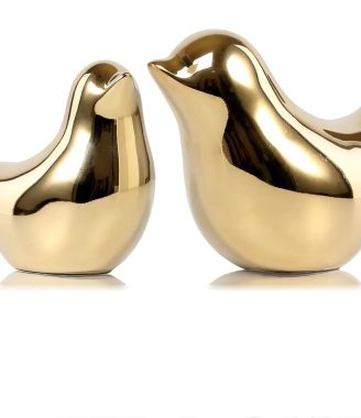 FANTESTICRYAN Small Birds Statues Gold Home Decor Modern Style Figurine Decorative Ornaments for Living Room, Bedroom, Office Desktop, Cabinets