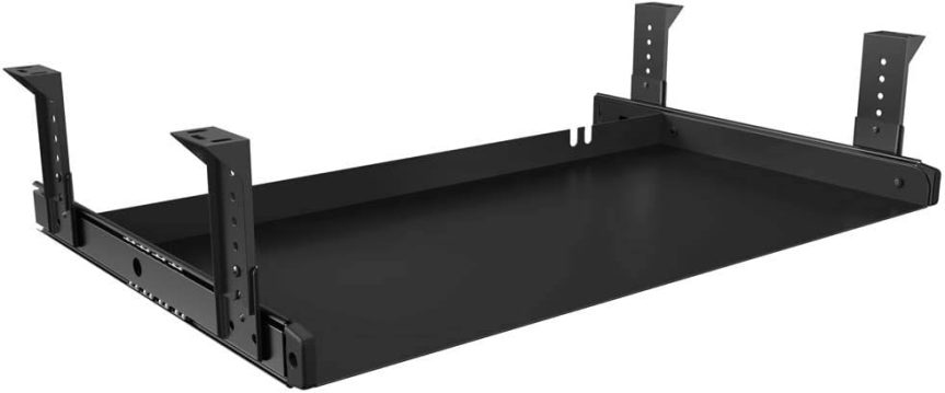 Under Desk Keyboard Tray Heavy-Duty All-Metal Material 20/24/30 inches Platform Computer Drawer Organizer Home Office Kitchen Bedroom Garage Storage Tool - Easy to Install.(20 inches, Black)