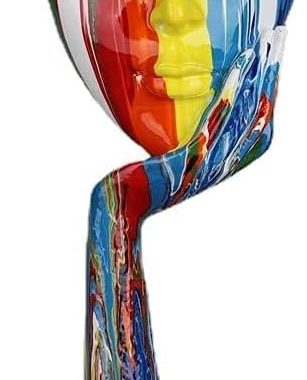 suruim Simple Creative Colorful Female Face Art Statue Thinker Sculpture Abstract Character Crafts Ornament Home Office Bedroom Living Room Study Decoration (Large 15.3x4.9x4.9in)